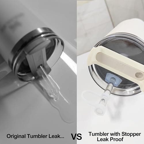 Silicone Spill Stopper Set Compatible with Stanley Cup 2.0 30oz & 40oz with Straw Cover (Set of 2, Clear) thumbnail 4