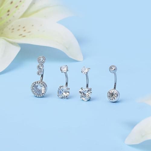 LEE&RO Belly Button Ring Dangle Stainless Steel Belly Rings 14G Belly Button Piercing Cute Navel Ring Belly Piercing Jewelry thumbnail 2