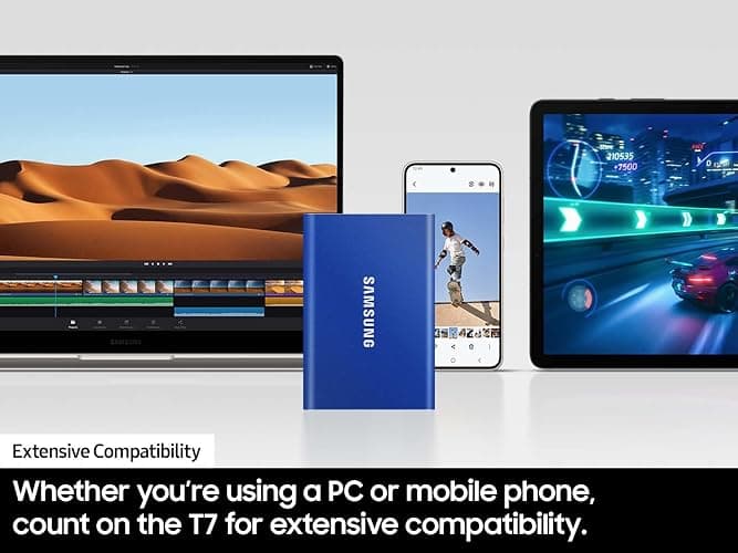 SAMSUNG T7 Portable SSD, 4TB External Solid State Drive, Speeds Up to 1,050MB/s, USB 3.2 Gen 2, Reliable Storage for Gaming, Students, Professionals, MU-PC4T0T/AM, Gray thumbnail 4