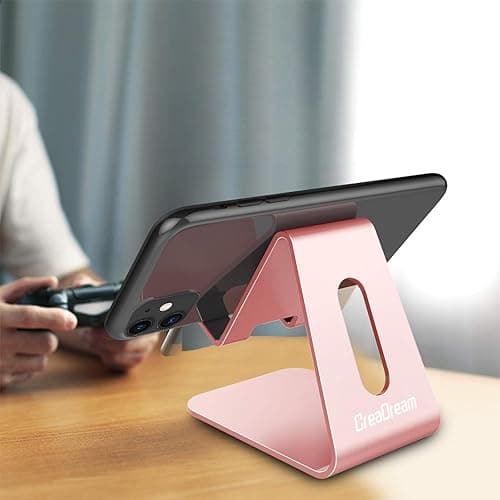 CreaDream Cell Phone Stand, Cradle, Holder, Aluminum Desktop Stand Compatible with Switch, All Smart Phone, iPhone 15 14 13 12 Pro Max Plus Mini Xr X Se 8 SE -Rose Gold thumbnail 3