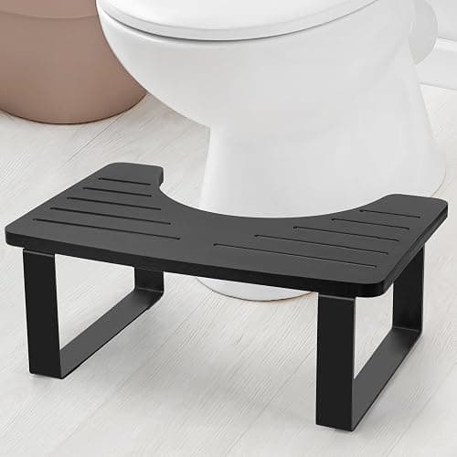 Bathroom Stool,Bamboo Toilet for Bathroom,Toilet Stools,Potty for Pooping,Poop Stool,Toilet Step Toddler,Portable Squatting Pan with Dual Anti Slip Design,Stain,Scratch,CrackProof(Black) - Image 1