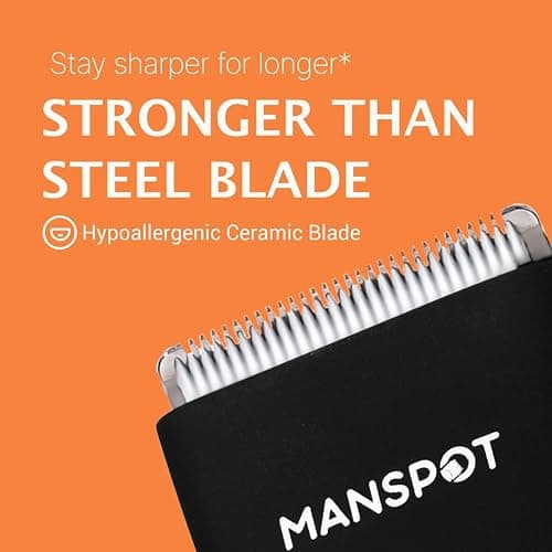 MANSPOT Manscape Groin & Body Hair Trimmer for Men, Electric Ball Pubic Trimmer Shaver,Manscape Kit with 4 Guard,Replaceable Ceramic Blade Heads,Waterproof Wet/Dry Shaver,90 Minutes Shaving thumbnail 3