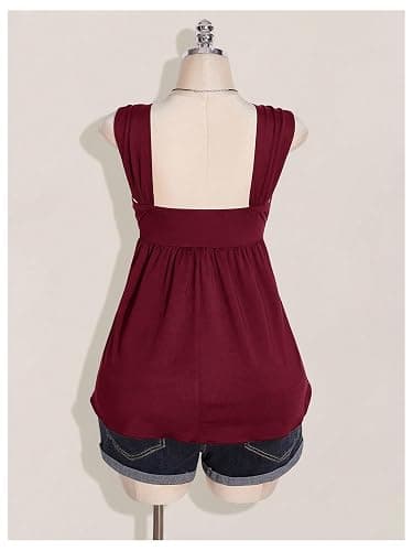 SOLY HUX Women's Plus Size Babydoll Tops Flowy Going Out Top | Twist Front, Sleeveless, Peplum, Casual Summer thumbnail 3