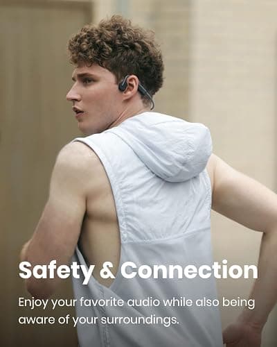 SHOKZ OpenMove - Open-Ear Bluetooth Sport Headphones, Bone Conduction Wireless Earphones, Sweatproof for Running and Workouts, with Sticker Pack, Grey thumbnail 3