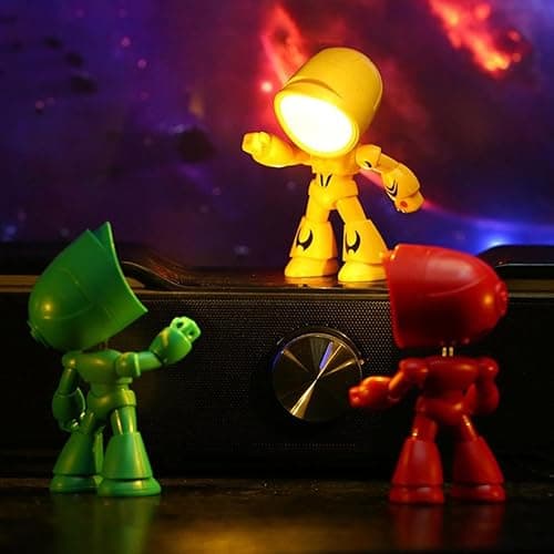 2026 Posable Robot Table Lamp - 6Pcs Cartoon Animal LED Night Light Set - Cordless Eye-Friendly Mood Light with Phone Holder for Bedroom Desk Decor (1PCS C) thumbnail 9