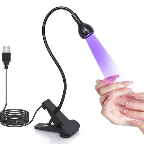 Geisofu UV Nail Lamp - UV Light for Gel Nails, LED Gooseneck Flash Cure Lamp for Nails, Manicure Dryer Black Light with Clamp, 365+395nm Wavelength 5V 3W 4 Levels Dimming - Image 1