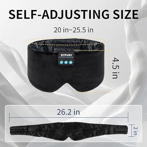 Sleep Mask Bluetooth 5.4 Headphones Soft Wireless Headband Eye Mask Blackout with Microphone (Black M) thumbnail 6