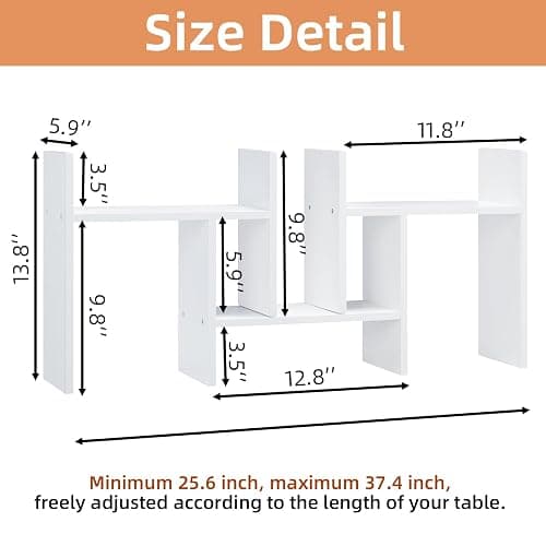 Somdot Desktop Bookshelf, Desk Shelf Organizer Storage Display Shelf Rack, 3 Pack Counter Top Bookcase for Home Office，White thumbnail 3