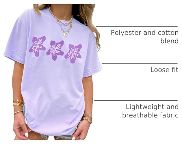 Oversized Graphic Tee for Women Teens Y2K Ocean Floral Fish Baggy Tshirt | Women Teens Cute Summer Graphic Tees Y2K Floral Sardine Fruit Print Beach Shirt Vintage Aesthetic Coastal Top Preppy Clothes thumbnail 4