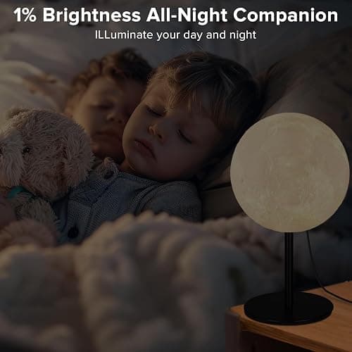 Moon Lamp Small Table Lamp for Bedroom, Dimmable Table Lamp with 30 Modes, Night Light Bedside Lamps for Night Stands, Desk Lamp for Living Room, Office, Dorm, Gifts for Kids Teens (Inline Control) thumbnail 8
