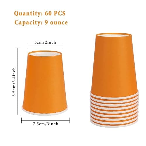 CYH 60 Pcs Disposable Paper Cups Party Cups, 9 Ounce Multicolor Drinking Cups Biodegradable and Compostable for Party DIY Holiday Wedding Birthday thumbnail 3