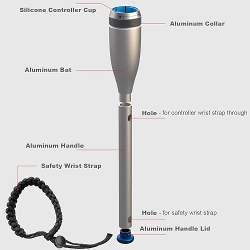 VR Baseball Bat Attachment for Meta Quest 3/3S - Aluminum Short Baseball Bat Handle Accessory for WIN Reality and Totally Baseball Indoor Training (Comes with Real Grip Tape) (Silver) thumbnail 3