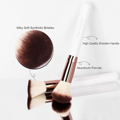 Real Perfection Makeup Brush Set 16 Pcs with 1 Eyebrow Razor Premium Synthetic Foundation Powder Concealers Eyeshadow Blush Makeup Brushes Make up Brushes Kit (White) thumbnail 5