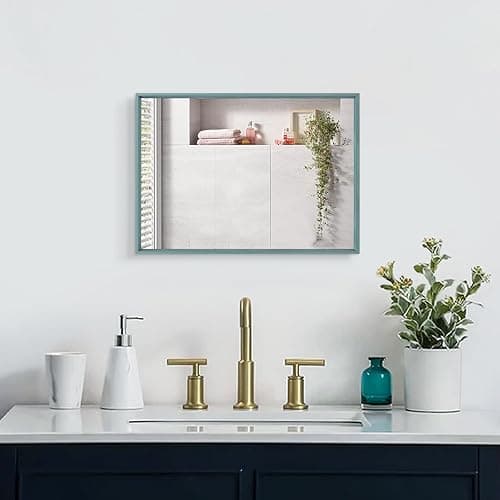 AAZZKANG Metal Framed Rectangle Wall Mounted Mirror Decorative Modern Bedroom Bathroom Vanity Mirrors Vertical or Horizontal Blue thumbnail 4
