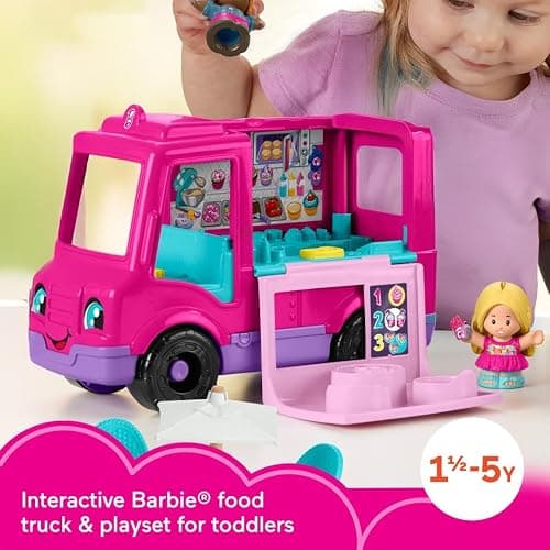 Fisher-Price Little People Barbie Toddler Toy Cupcake Truck Musical Playset with 9 Pieces for Pretend Play Kids Ages 18+ Months (Amazon Exclusive) thumbnail 3