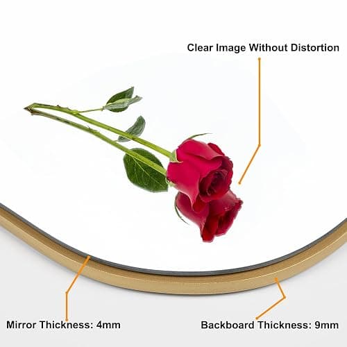 Irregular Asymmetrical Wall Mirror, 36x24 Inch Gold Bathroom Mirror | HD Tempered Glass, Decorative Wall Mirror Golden Wood Framed Mirror for Bathroom Living Room Entryway Bedroom Hallway thumbnail 5