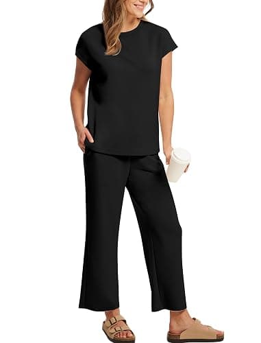 SAMPEEL Two Piece Sets for Women Summer Vacation Outfits Cap Sleeve Tops Lounge Matching Sets Clothing Beach Fashion Clothes thumbnail 4