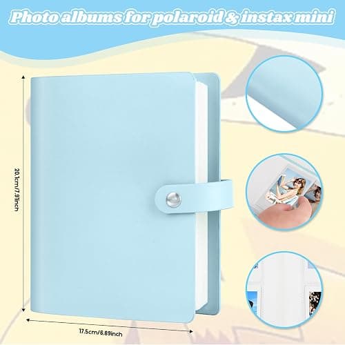 Ruibytree Fotoalbum für Instax Mini & Polaroid Sofortbilder, 320 Fotos,Blau | PU-Ledereinband, Seiteneinschub, Säurefreie Seiten, Taschengröße 54 × 86 mm, Für Kodak 2×3 Zoll Fotos, Große Kapazität thumbnail 3