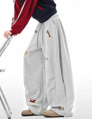 DAZZLZZAD Women's Baggy Sweatpants Fashion Animal Embroidered Dachshund Elastic Drawstring Pants Y2k Trousers thumbnail 3