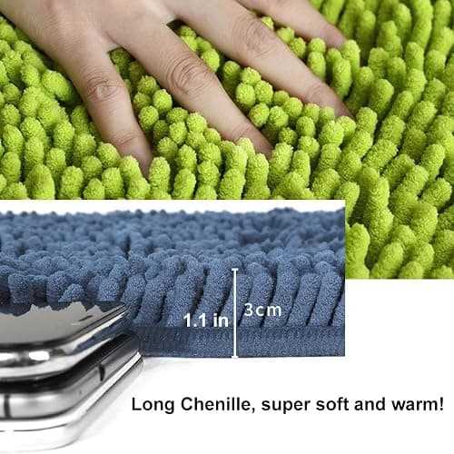 Oncpcare 47 × 24 in Small Animal Cage Liner – Soft Chenille Bedding Mat with Anti-Slip Backing, Reusable Absorbent Cage Pad for Guinea Pigs, Rabbits, Hamsters & Chinchillas (Green) thumbnail 3