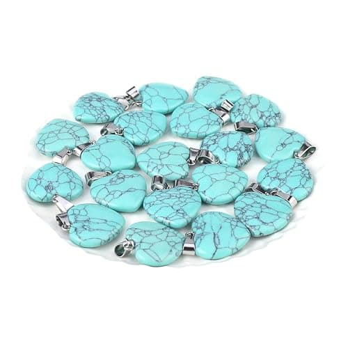 LE SKY 20 Pcs natural stone pendants heart shape healing stone charms for jewelry making - Image 1