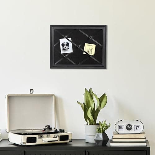 Aitakatta Black Felt Memo Bulletin Board with Frame, 17x13 inches Pin Board for Wall, Vision Board Message Board Memo Board with Criss-Cross Ribbons for Home Office School Wall Decor(BK Velvet-F,4333) thumbnail 4