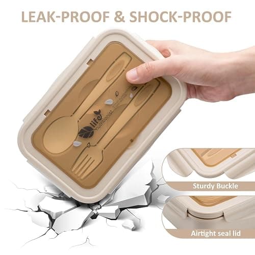 LOVINA Bento Box for Adults and Kids - 1400ML Portable, Lightweight, Easy to Carry Meal Holder with Spoon & Fork, Durable, Leak-Proof, BPA-Free and Food-Safe Materials thumbnail 7