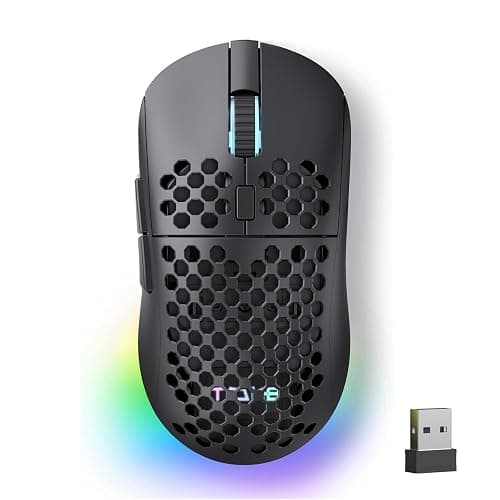 TMKB Falcon M1 Wireless Gaming Mouse, 24000DPI Optical Sensor, 180Hrs Battery, Lightweight, 6 Programmable Buttons, RGB Strip, 2.4G/BT5.2/USB-C Wired for PC/Mac/Laptop - Matte Black - Image 1
