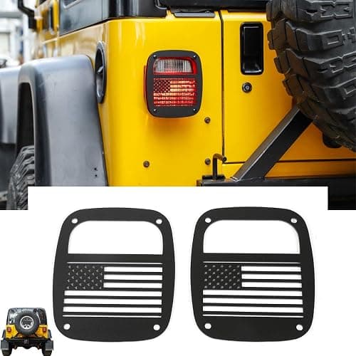 RT-TCZ Metal Tail Light Guards Covers for Rear Taillights 1987-2006 Jeep Wrangler YJ TJ Accessories (TJ-US Flag) - Image 1