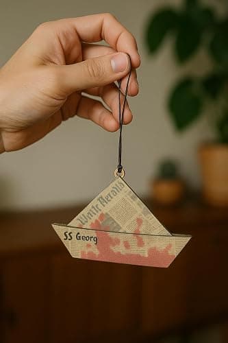 SS Georgie Boat Scary Clown Horror Movie Engraved Printed Wooden Rear View Mirror Car Charm Dangler - Gifts for Him, for Her, for Boys, for Girls, for Husband, for Wife, for Them, for Men, for Women thumbnail 3