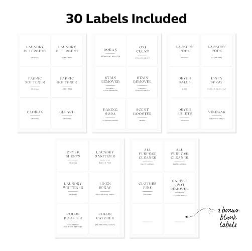 ThreeKin Collective Laundry & Home Organization Labels - 30 Waterproof & Reusable Stickers for Bottles, Jars, Containers | Easy Apply, Matte Minimalist Design | Dishwasher Safe, BPA-Free | USA-Owned thumbnail 8