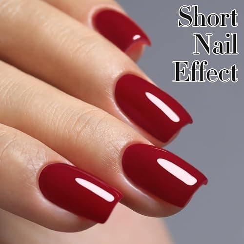 Double Rhythm 15ML Gel Nail Polish Pure Sheer Same Color Same Bottle Soak Off Gel Polish Art Manicure Salon DIY at Home for Women (Dark Red-A1104) thumbnail 2