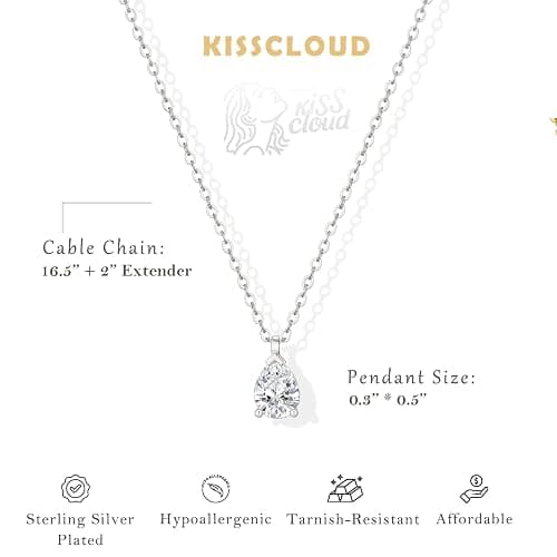 KISSCLOUD Gold Necklace for Women 14K Gold Plated Dainty Pendant Chain Puffy Heart Italian Horn Radiant Sun Compass CZ Teardrop Bow Charm Trendy Jewelry Gift thumbnail 6