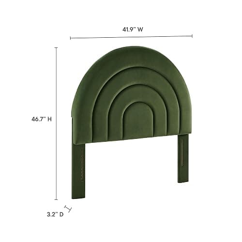 Modway Solana Soft Arch Shaped Round Twin Headboard in Moss Green – Upholstered Headboard – Stain-Resistant Performance Velvet Headboard for Twin Beds thumbnail 2