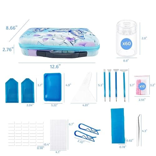 LIRUNQIU Diamond Painting Storage Containers, 60 Slots Diamond Painting Accessories and Tools for Diamond Art Organizer Case(Blue) thumbnail 3