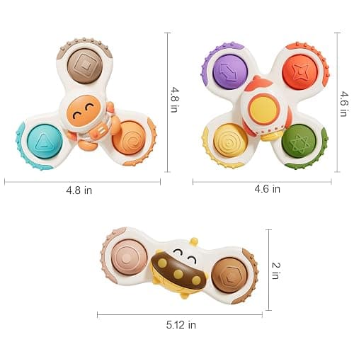 ALASOU 3PCS Pop Suction Cup Spinner Sensory Airplane Travel Toys for 1 Year Old Boy Girl Infant Toddlers|Novelty Spinning Tops 12 18 Months|1 2 Year Old Boy Birthday Gift|Baby Bath Toy Kids Ages 1-3 thumbnail 3