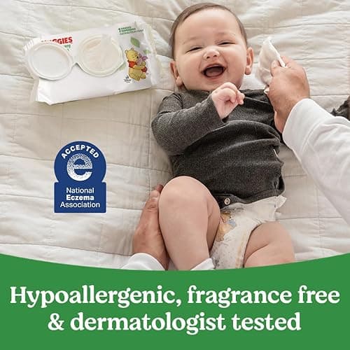 Huggies Natural Care Sensitive Baby Wipes, Unscented, Hypoallergenic, 99% Purified Water, 12 Flip-Top Packs (768 Wipes Total), Packaging May Vary thumbnail 6