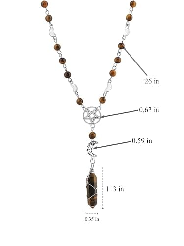Sacina Gothic Emo Grunge Beaded Crystal Crescent Moon Pentagram Necklace, Gothic Goth Necklace, Halloween Christmas Jewelry Gift for Women thumbnail 5