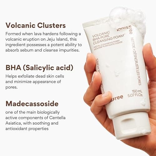 innisfree Volcanic BHA Pore Cleansing Foam, Korean Face Wash with Salicylic Acid, Oil Control, Deep Clean, Pore Care, Sulfate-Free Formula thumbnail 4