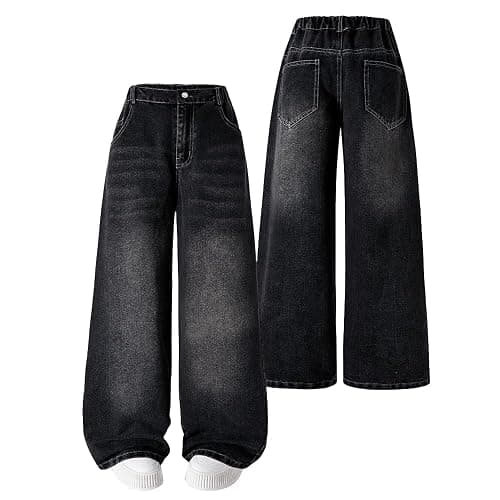 Nivne Tco Tween Girls Baggy Jeans, Cute Denim Pants with 5 Pockets & Zipper Button Closure - Loose Fit Jeans for Girls thumbnail 5