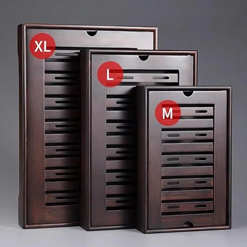 Mini Bamboo Chinese Tea Tray - 11 x 7 inch Japanese Tea Serving Tray, Small Gongfu Tea Table Set with Reservoir Type Water Storage Box (M) thumbnail 5