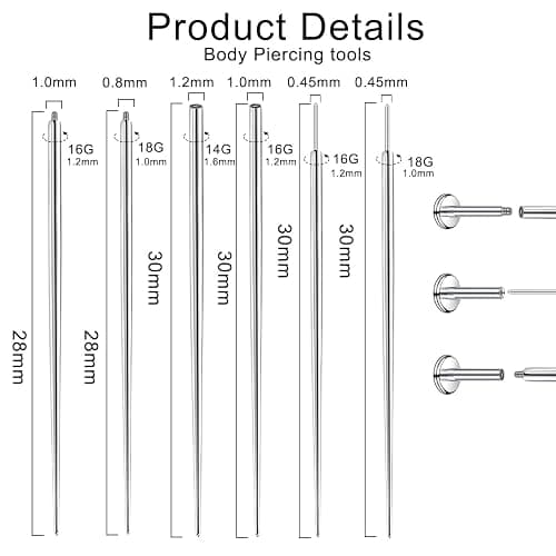 VOJO Piercing Ball Grabber Tool Kit 16G,18G Stainless Steel Flat Back Earrings Applicator with Threaded & Threadless Insertion Pins for Ear Nose Lip Body Jewelry Changes thumbnail 3