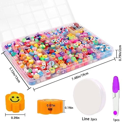 JOICEE 480PCS Fruit Flower Polymer Clay Beads, 24 Style Cute Heart Mushroom Clay Beads Charms for Jewelry Necklace Earring Making, DIY Bracelet Making Kit Accessories for Women Girls thumbnail 2