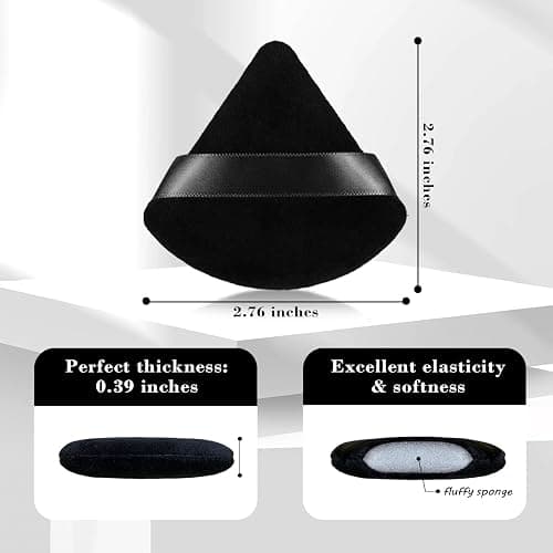 8Pcs of Triangular Powder Puff Makeup Sponges, Made of Super-soft Velvet, Designed for Contouring, Eye, and Corner, Beauty Blender Foundation Mixing Container.(Black) thumbnail 2