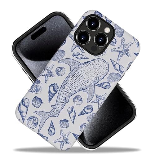 DAIZAG Case Compatible with iPhone 14 Pro,Fit Shockproof Cover for Women Girls,Blue Seashell Whale Shark Ocean thumbnail 2