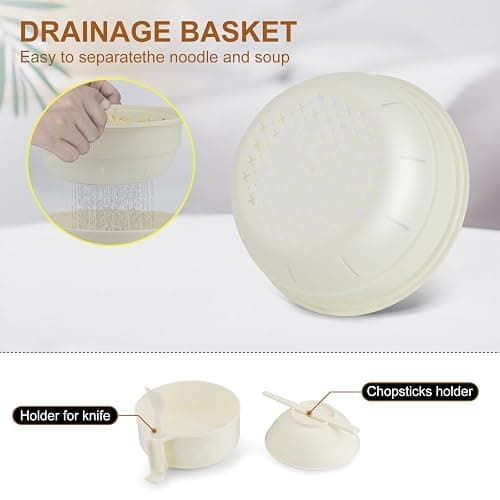 UUGLAM Ramen Bowl Set, Ramen Cooker 33 oz, Ramen Bowls with Chopsticks and Spoon, Microwave Pasta Cooker, College Dorm Essentials for Girls Guys (Beige) thumbnail 7