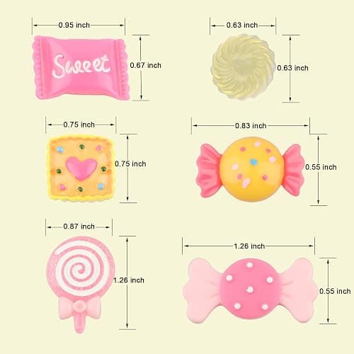 FENGWANGLI 50Pcs Cute Candy Slime Charms,Assorted Kawaii Resin Fake Candy Charms for Crafts,Mini Decoden Flatback Embellishments for Phone Junk Cases,Hairpins,Scrapbooking Crafting & DIY Decor thumbnail 3