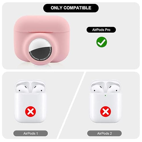 2 in 1 Protective Case for Apple AirPods Pro Air Tag Holder Combo, Soft Silicone Airpods Pro AirTag Case with 2 PCS Screen Protector, Anti-Scratch Anti-Fall Anti-Lost Shockproof Durable(Pink) thumbnail 3