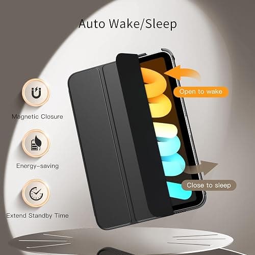 MoKo for iPad mini 7 (A17 Pro) Generation Case 2024, iPad mini 6 Case 2021, 8.3-inch Slim Lightweight Protective Hard Back PC Shell Stand Cover Support Touch ID, Auto Wake/Sleep, Black thumbnail 5