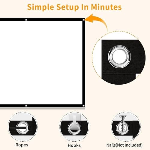 Taotique Projector Screen 72 inch, Movie Projector Screen 16:9 HD Foldable and Portable Anti-Crease Indoor Outdoor Projection Double Sided Video Projector Screen for Home, Party, Office, Classroom thumbnail 4